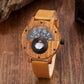 Men's Handmade Wooden Watches Mens Lightweight Analog Quartz Wood Mens Wrist Watch with Compass
