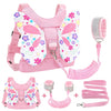 Accmor 3 in 1 Toddler Harness Leashes + Anti Lost Wrist Link, Kids Harness Children Leash for Girls, Child Anti Lost Leash Baby Cute Harness Belt Strap Hold Kids Close While Walking - Pink/Flower