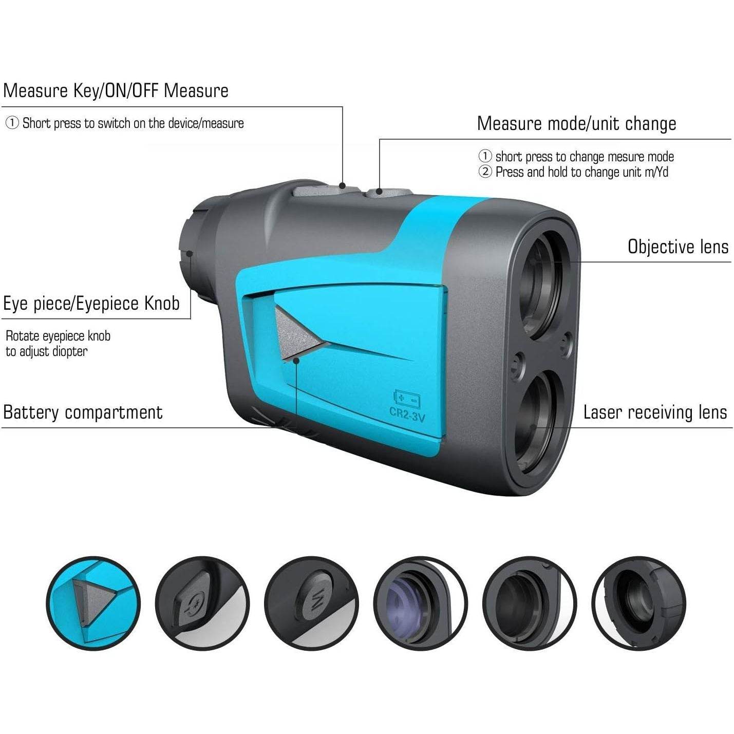 MiLESEEY Golf Rangefinder Laser Binoculars 660 Yard 6X Magnification with Slope/Pin/Scanning Model for Golf Training - My Store
