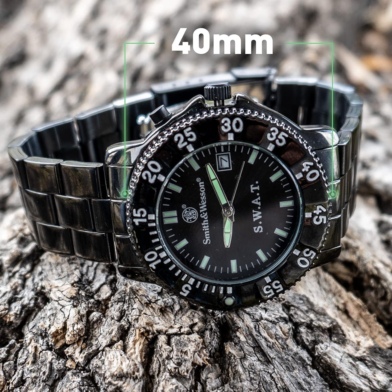 Buy now Smith & Wesson Men's S.W.A.T. Watch, 3ATM, Stainless Steel Caseback, Glowing Hands, Back Glow, Tactical Watch, Precision Quart, Scratch Resistant, 40mm, Christmas Gift at indiglob india
