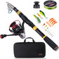 Sougayilang Fishing Rod Reel Combo with Telescopic Fishing Pole Spinning Reel Carrier Bag for Travel Saltwater Freshwater Fishing