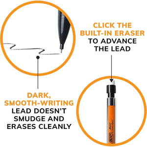 BIC Xtra-Smooth Mechanical Pencils with Erasers, Medium Point (0.7mm), 10-Count Pack, Bulk Mechanical Pencils for School or Office Supplies