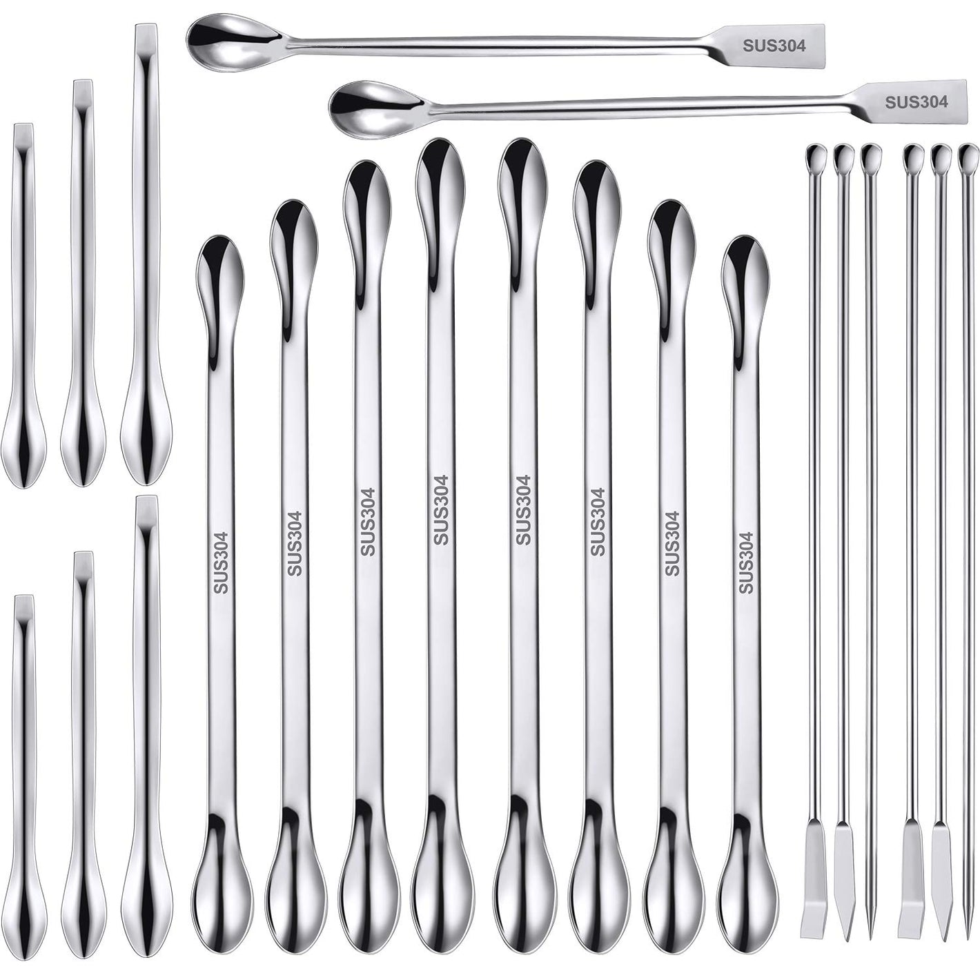 Buy now 22 Pieces Stainless Steel Lab Spatula Micro Scoop Set Laboratory Sampling Spoon Mixing Spatula for Powders Gel Cap Filler at indiglob india
