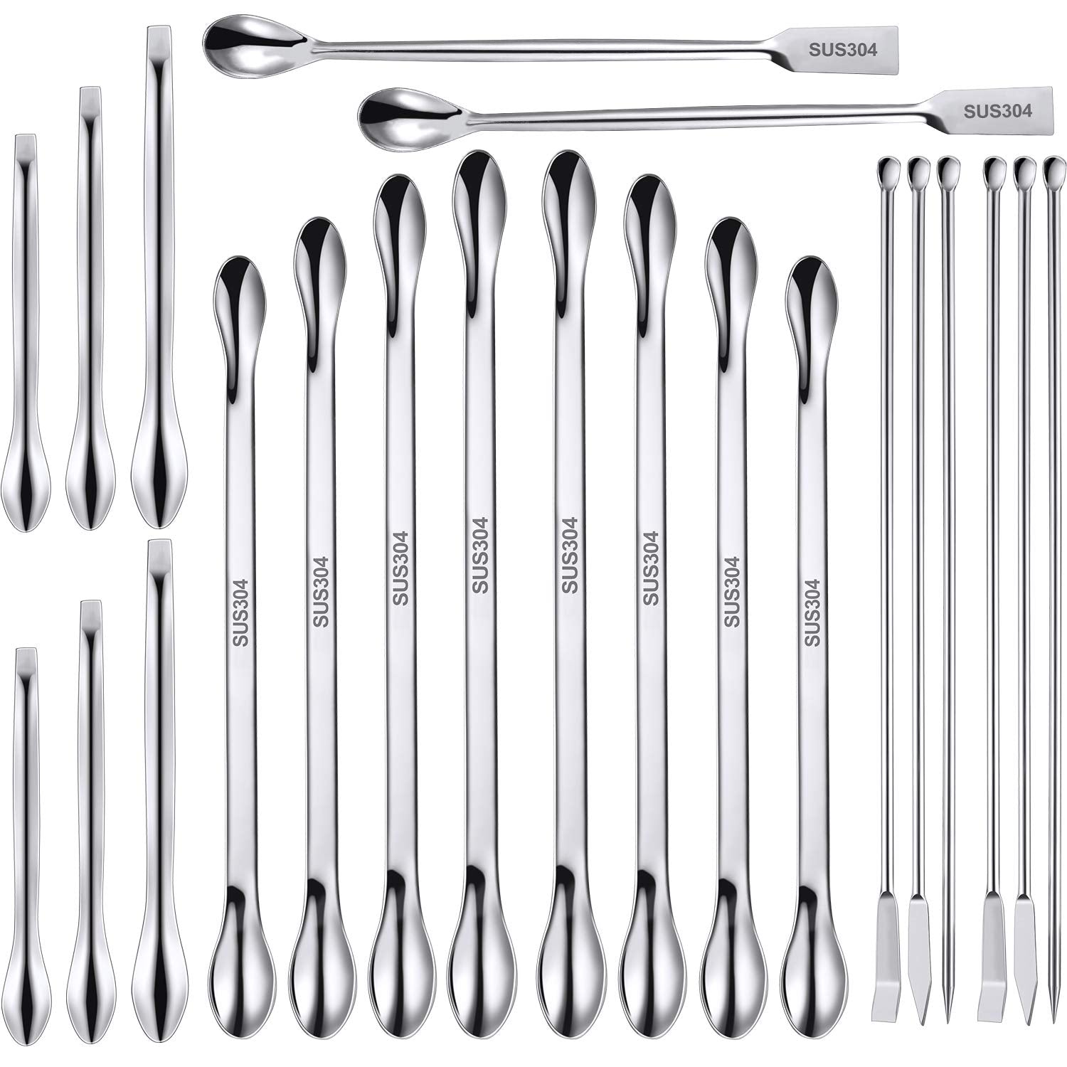 Buy now 22 Pieces Stainless Steel Lab Spatula Micro Scoop Set Laboratory Sampling Spoon Mixing Spatula for Powders Gel Cap Filler at indiglob india