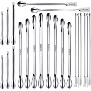 Buy now 22 Pieces Stainless Steel Lab Spatula Micro Scoop Set Laboratory Sampling Spoon Mixing Spatula for Powders Gel Cap Filler at indiglob india