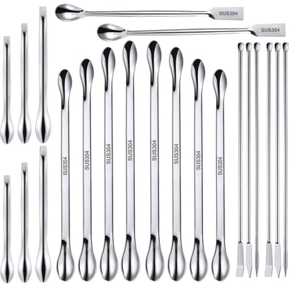 Buy now 22 Pieces Stainless Steel Lab Spatula Micro Scoop Set Laboratory Sampling Spoon Mixing Spatula for Powders Gel Cap Filler at indiglob india