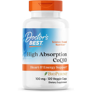 Doctor's Best High Absorption CoQ10 with Bioperine, Heart Health & Energy Production, Non-GMO, Gluten & Soy Free, Vegan, 100 Mg, 120 count