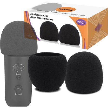 Foam Microphone Windscreen for Blue Yeti - Professional Pop Filter for 2.5 Inch Diameter Microphones Sponge Mic Cover 2Pcs