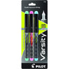 PILOT Precise Varsity Pre-Filled Fountain Pens, Medium Point Stainless Steel Nib, Black/Blue/Purple Inks, 3-Pack (90022) - Green/Pink/Turqouise