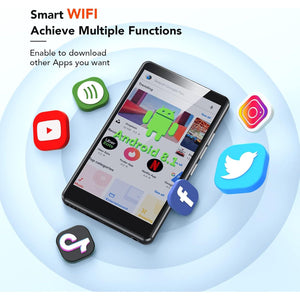 AGPTEK T06S WiFi MP3 Player with Bluetooth and 5MP Camera, 4 inch Touch Screen 16GB MP4 Player Lossless Music Player, Support APPs, Spotify, Browser