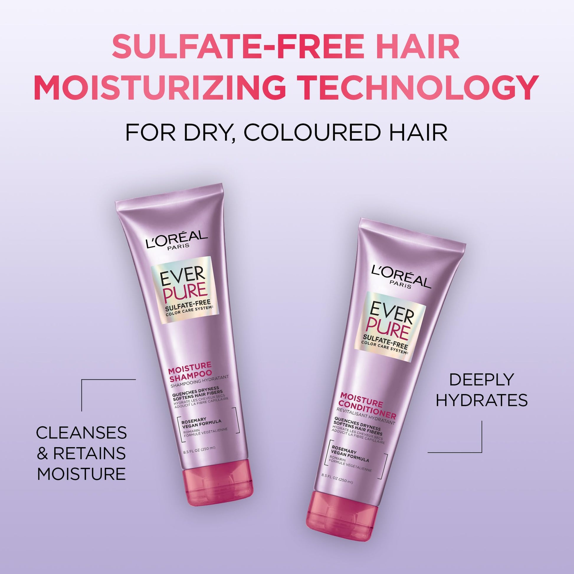 Buy now L’Oréal Paris Moisture Sulfate Free Shampoo, Hair Care for Color-Treated Hair with Rosemary Botanicals, EverPure, 8.5 Fl Oz at indiglob india