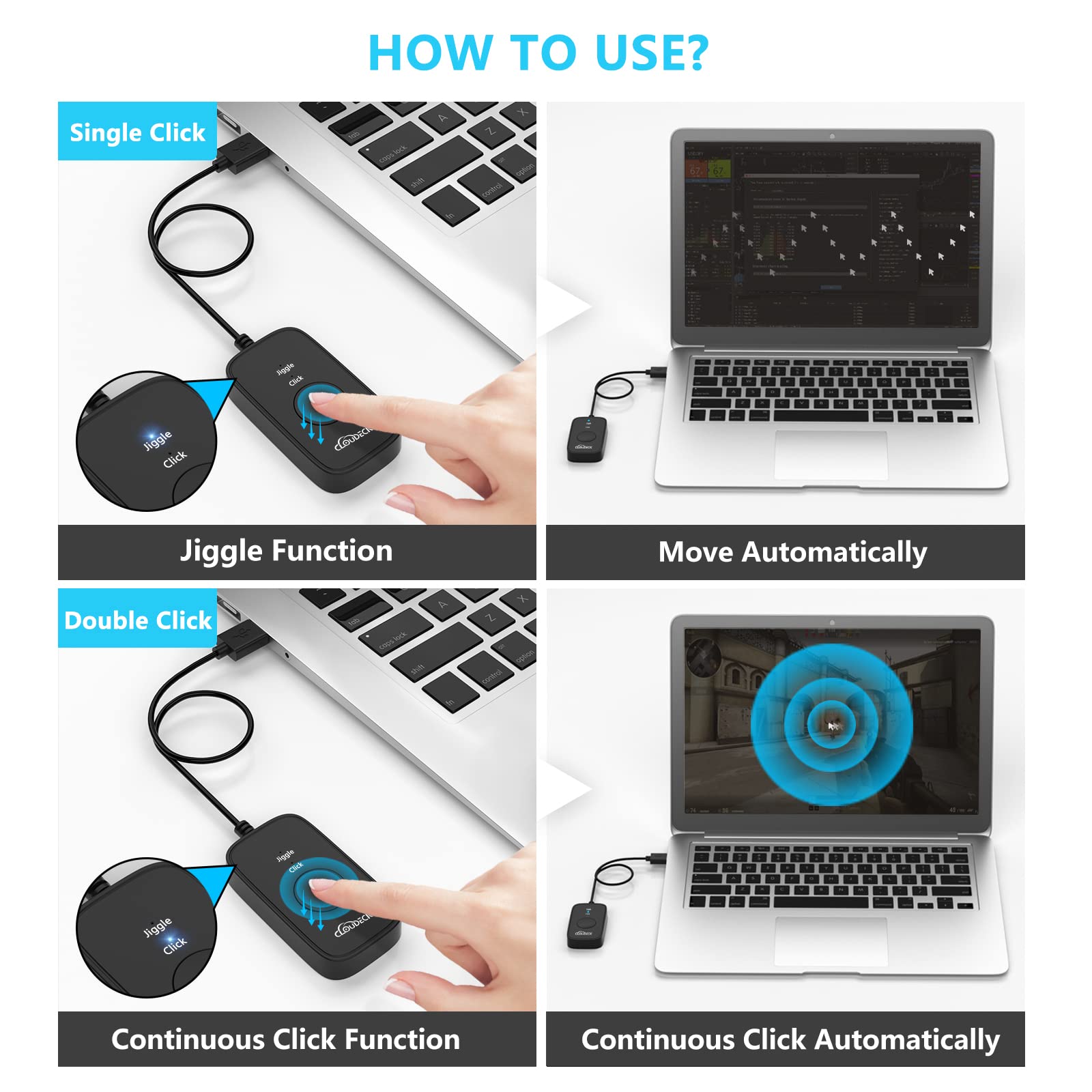 Buy now Mouse Jiggler Undetectable, USB Mover, Gaming Automatic Continuous Click Device, Plug & Play, Simulate Mouse Pointer Movement to Prevent PC Sleep at indiglob india