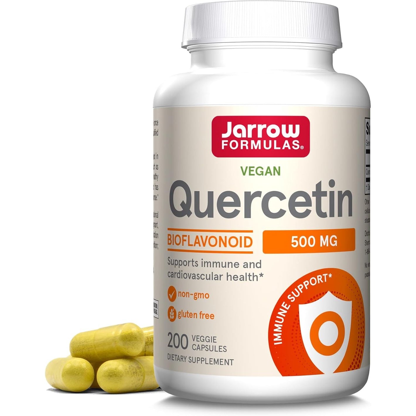 Jarrow Formulas Quercetin 500 mg - 200 Veggie Caps - Supports Antioxidant Status, Cardiovascular Health & Immune Health - 200 Servings