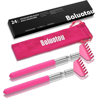 2 Pack Portable Extendable Back Scratcher, Stainless Steel Telescoping Back Scratcher with Beautiful Present Packaging