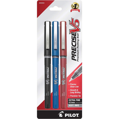 Pilot Precise V5 RT Refillable & Retractable Rollerball Pens, Extra Fine Point Pens 0.5 mm, Black, Pack of 2 - Ideal for School, Journaling & Office Writing