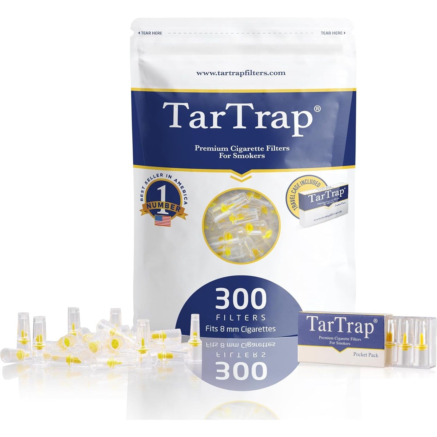 300-Pack Premium Cigarette Filters, Superior Tar & Chemical Removal, Fits Regular & King Size Cigarettes, Disposable Cigarette Filter Tips, Tar Bar Filters for Smokers