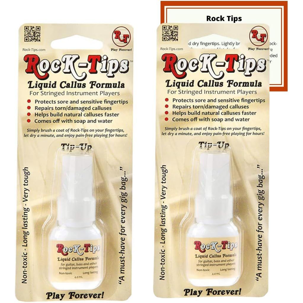 Buy now Rock-Tips -- Liquid Callus Formula - 2 Pack - for Guitar, Bass, & Stringed Instrument Players | Finger Tips Protectors for Guitarists | Includes 2 4.0 ml Bottles & Everton Products Instruction Card Default at indiglob india