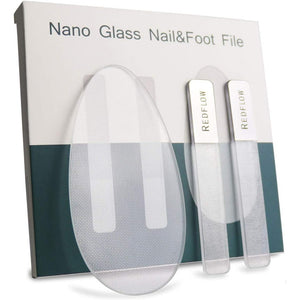 RedFlow Glass Nail File,Nail Buffer Set Contains 2 Nano Glass Nail Files and 1 Nano Glass Foot File,Professional Manicure Set,Nail Files for Natural Nails Removing Calluses