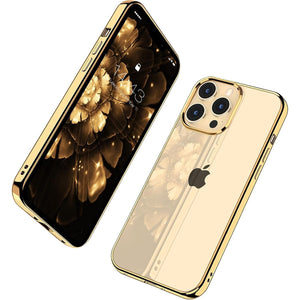 MILPROX Compatible for iPhone 13 Pro Clear Case (2021), Crystal Transparent Cover Shockproof Protective Bumper Shell with Electroplated Mirror Edge for iPhone 13 Pro 6.1"【3 Cameras】 2021-Gold