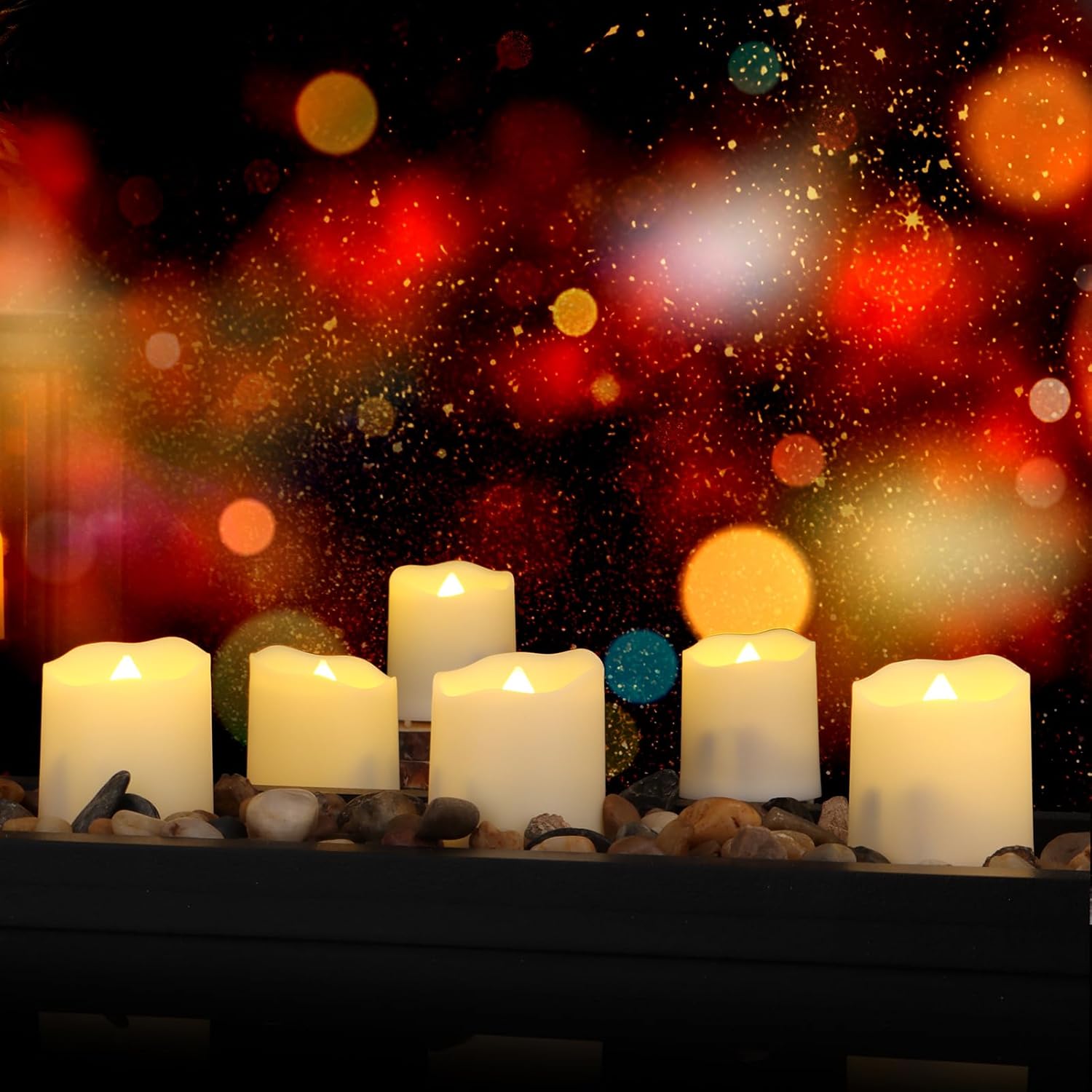 Buy now Rechargeable Flameless Tea Lights Candles with Timer & Remote, 12pcs Flickering LED Votive Candles with 2 USB Charging Cables, Warm White Light Electric Fake Candle for Home, Halloween Xmas Decor at indiglob india