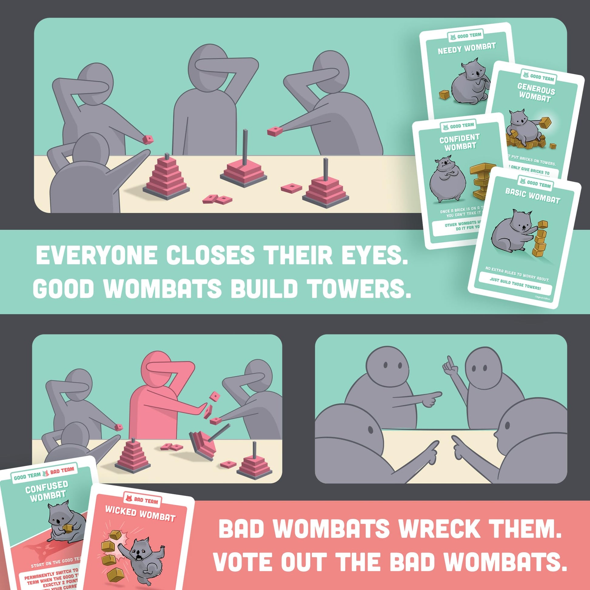 Buy now Exploding Kittens Hand to Hand Wombat 3-6 Players - Ages 7+ - 15 Minutes to Play - A Game of Teamwork and Trouble-Makers - Party Game, Family Game Night, Kid and Adult Card Game at indiglob india