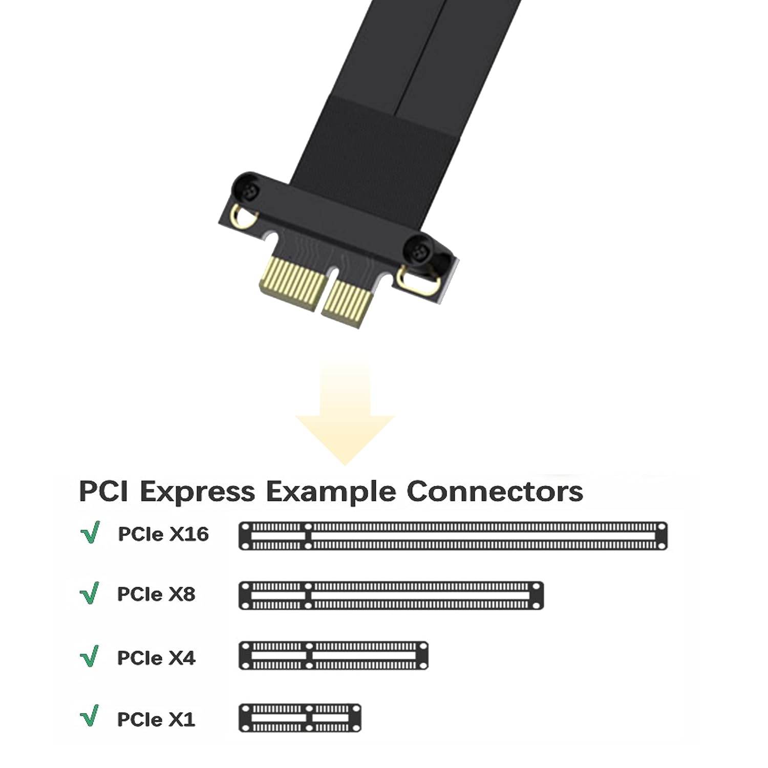10Gtek PCIe 3.0 Extension Cable, X16 to X1, F to M, Straight to Straight, Cable Length 20cm, P341FM1120 - My Store