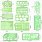 11 Pieces Geometric Drawings Templates Stencils Plastic Measuring Template Rulers Clear Green Shape Template for Drawing Engineering Drafting Building School Office Supplies - My Store