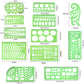 11 Pieces Geometric Drawings Templates Stencils Plastic Measuring Template Rulers Clear Green Shape Template for Drawing Engineering Drafting Building School Office Supplies