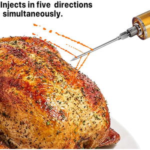 Meat Injector Syringe - 3 Marinade Injector Needles for BBQ Grill, Premium Portable Turkey Injector kit for Smoker,Marinades Injector for Meats With 1oz Large Capacity 1 Brush Easy to Use & Clean Red