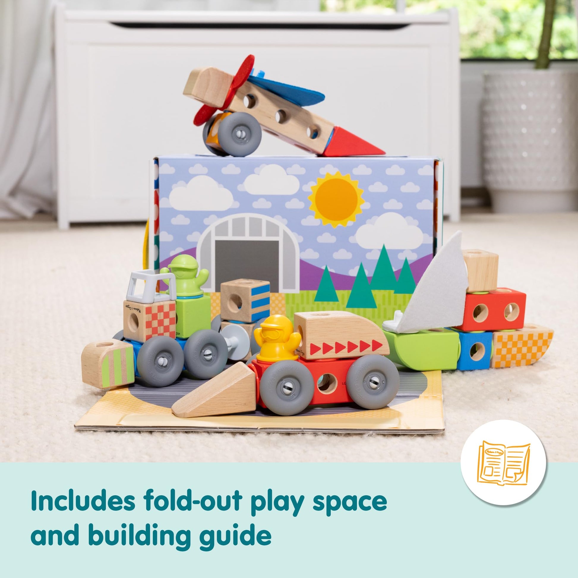 Buy now Melissa & Doug Blockables™ Vehicles Snap and Play, Mix and Match Connectable Wooden Building Blocks Play Set Toy for Preschool Boys and Girls (54 Pcs) at indiglob india