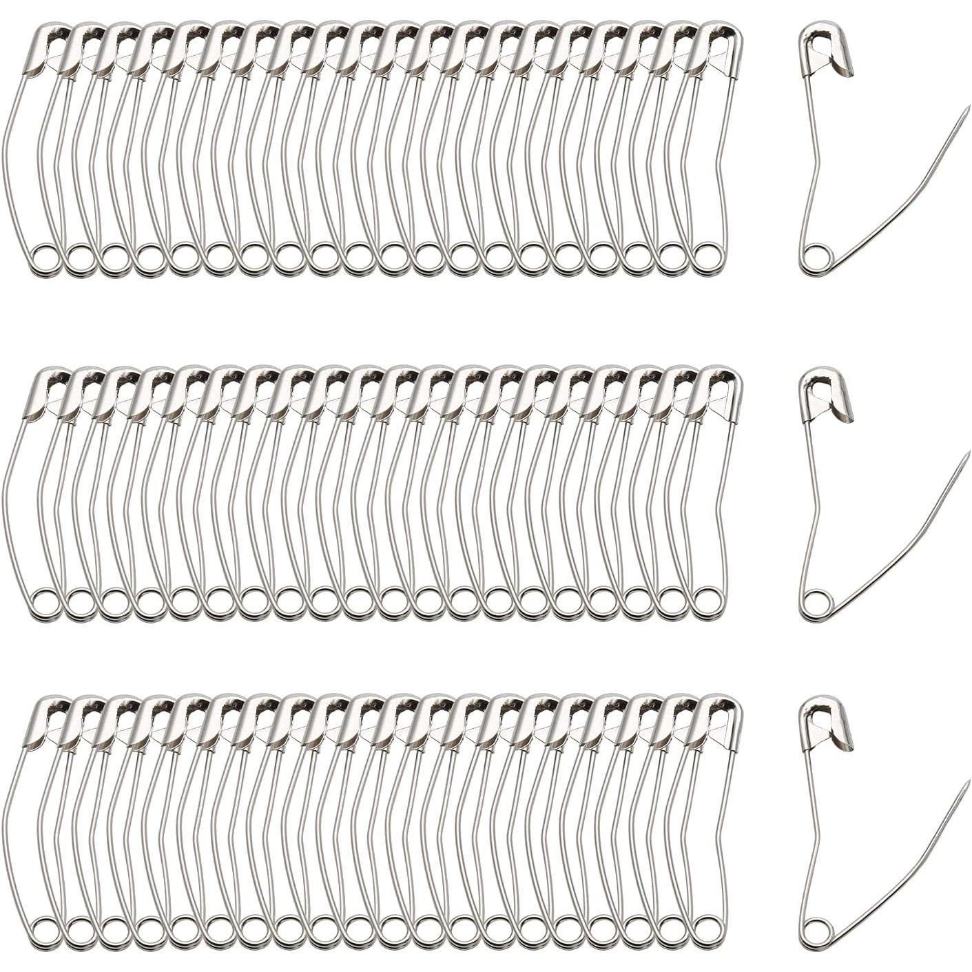 60Pcs Curved Safety Pins Size 4, 2-1/4 inch / 57mm Quilting Basting Pins, Bent Safety Pins for Quilting and Knitting (Sliver)