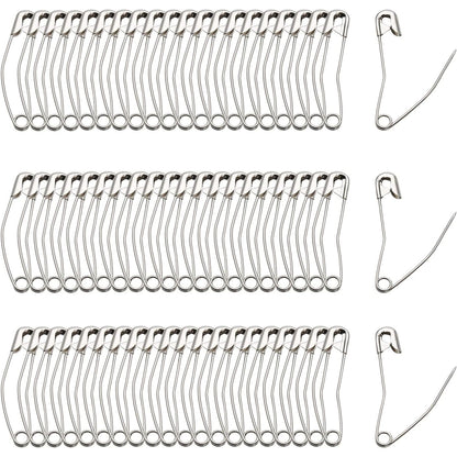 60Pcs Curved Safety Pins Size 4, 2-1/4 inch / 57mm Quilting Basting Pins, Bent Safety Pins for Quilting and Knitting (Sliver)