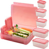 Bentology Bento Lunch Box Set w 5 Leakproof Made-to-Size Snack Containers & Built-In Utensil Holder- Meal Prep Made Easy w Reusable, Kid's Back to School or Office- Durable, BPA Free, Dishwasher Safe - Pink