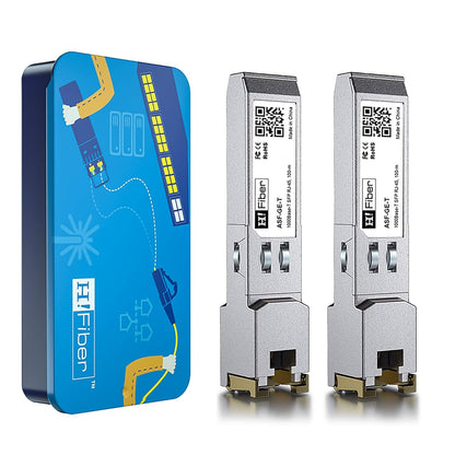 H!Fiber 1.25G SFP to RJ45 Module, 1000Base-T Copper SFP Ethernet Transceiver for Cisco GLC-T/SFP-GE-T, Meraki MA-SFP-1GB-TX, Mikrotik, Ubiquiti UniFi UF-RJ45-1G, Intel, TP-Link and More, 100m, 2 Pack