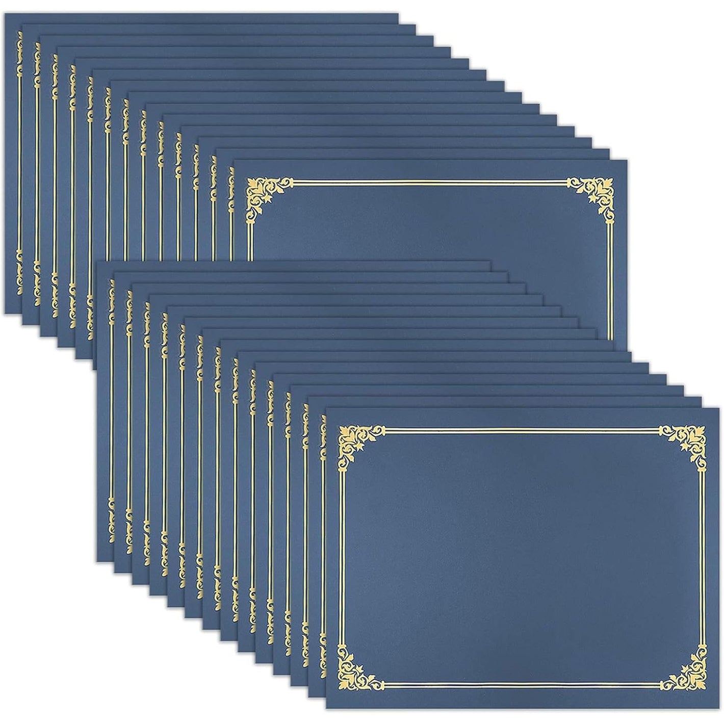 SUNEE Certificate Holders(Navy Blue, 30 Packs), Diploma Covers Gold Foil Border, for Letter Size 8.5x11 Certificates, Cardstock, Document Papers