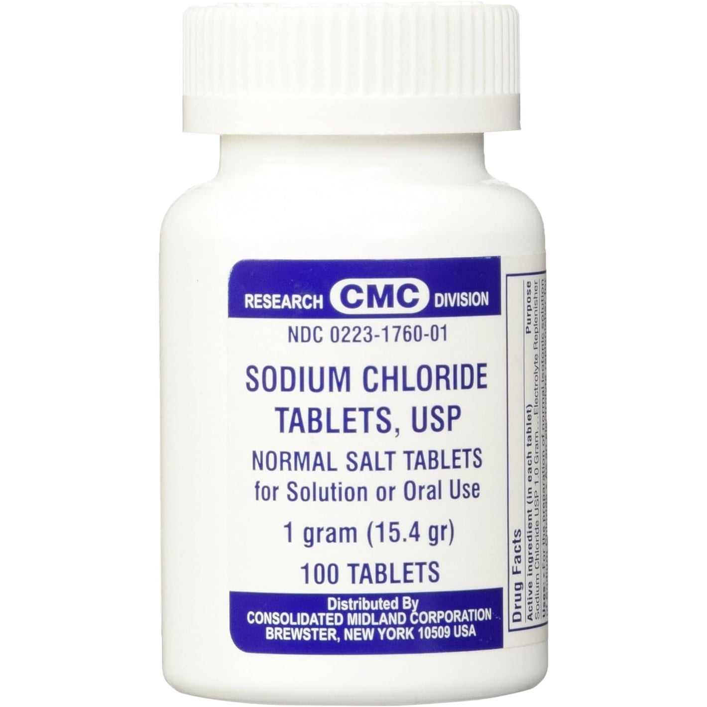 Sodium Chloride Tablets 1 Gm, USP Normal Salt Tablets - 100 Tablets