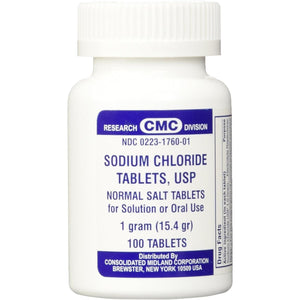 Sodium Chloride Tablets 1 Gm, USP Normal Salt Tablets - 100 Tablets