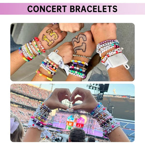 Redtwo Friendship Bracelet Kit Concert Bracelets Merch, 2 boxs 7200pcs Clay Beads Jewelry Making Kit with Number Letter Beads Album Inspired Bracelets Gift for Girls Kids Teen Crafts