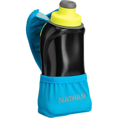 Nathan Running Handheld Water Bottle Adjustable No-Grip Quick Squeeze Lite Hand Strap. 12 oz Insulated Water Bottle. Reflective Hydration