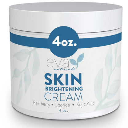 Eva Naturals Kojic Acid Skin Enhancing Cream – Face Moisturizer w/Licorice, Bearberry, Vitamin C, CoQ10 & Alpha Lipoic Acid for Dark Spots, Uneven Tone, Wrinkles, Whitening & Skin Brightening (4oz)