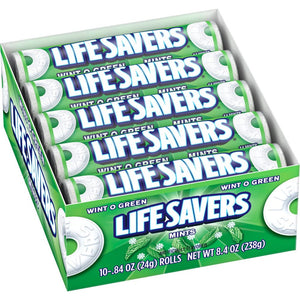 Buy now LIFE SAVERS Mints Wint-O-Green Hard Candy Bulk Mints, Hard Candies, Individually Wrapped Single Rolls, .84 Ounce, 20 Count Box at indiglob india