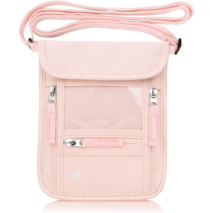 WALNEW Passport Holder Neck Pouch Travel Wallet for Women and Men, RFID Blocking Security Slim Traveling Wallet with Around Neck Lanyard Strap