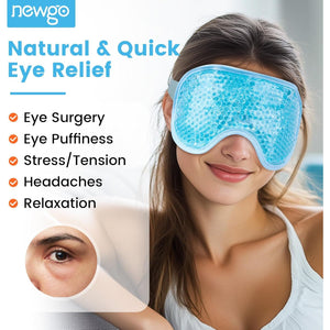 NEWGO Cooling Eye Mask for Puffy Eyes, Cold Eye Mask Eye Ice Pack for After Eyes Surgery, Tension Stress Relief, Itchy Eyes, Headaches, Dark Circles - Blue