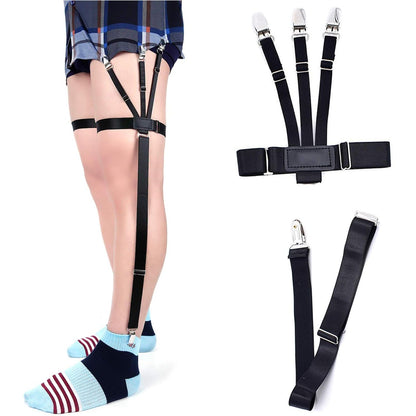 Mens Shirt Stays Upgrade Adjustable Elastic Garter Military Shirts Holder with Non-slip Locking Clamps