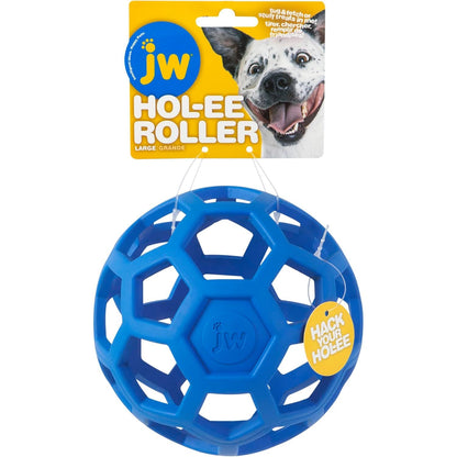 JW Pet Hol-ee Roller Dog Toy Puzzle Ball, Natural Rubber, Large (5.5 Inch Diameter), Colors May Vary