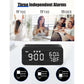 JALL Wooden Digital Alarm Clock with Wireless Charging, Dimmable, Adjustable Volume, 3 Alarms, Weekday/Weekend Mode, Snooze, Digital Clock for Bedroom, Bedside, Office (Black)