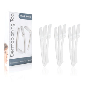 Dermaplaning Tool (9 Count) – Easy to Use Dermaplane Razor for Face – Precision Facial Razor for Eyebrows & Peach Fuzz - Gentle Exfoliating Shaver for Smooth, Radiant Skin