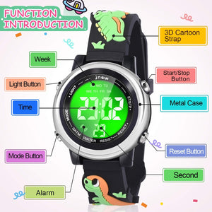 Kids Watches with Waterproof Alarm - Dinosaur Gifts for Boys Girls Age 3-10
