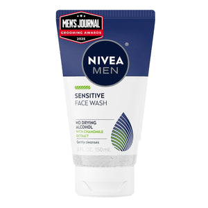 NIVEA MEN Sensitive Face Wash with Vitamin E and Chamomile Extract, No Drying Alcohol, Gentle Face Wash for Men with Sensitive Skin, 5 Fl Oz Tube