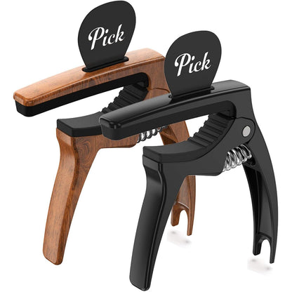 Guitar Capo,TANMUS 3in1 Zinc Metal Capo for Acoustic and Electric Guitars (with Pick Holder and 4Picks),Ukulele,Mandolin,Banjo,Guitar Accessories